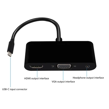 

9 Type C to HDMI VGA Adapter Converter USB C 3.1 to HDMI+VGA+Audio Converter 3 in 1 Hub Use for Mobile Phones and Macbooks