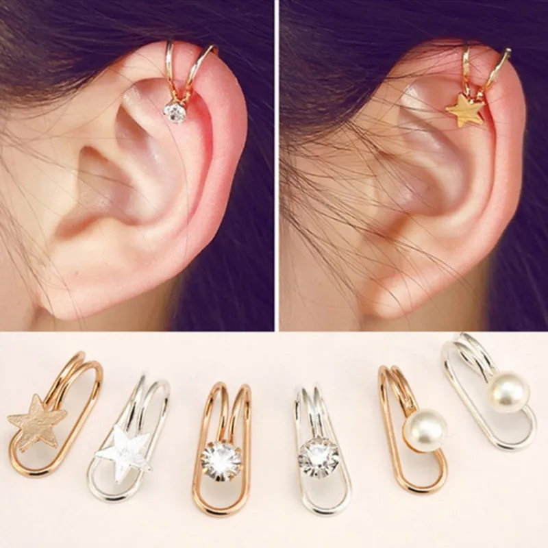 

1 Pc Fashion Multi-style trend Women's U-shaped earrings Earless ear clip Heart shaped butterfly moon Feminine earrings Jewelry
