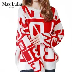 Max LuLu 2019 Модный корейский джемпер женский Зимний вязаный трикотаж женский узор теплые пуловеры повседневные Плотные хлопковые свитера