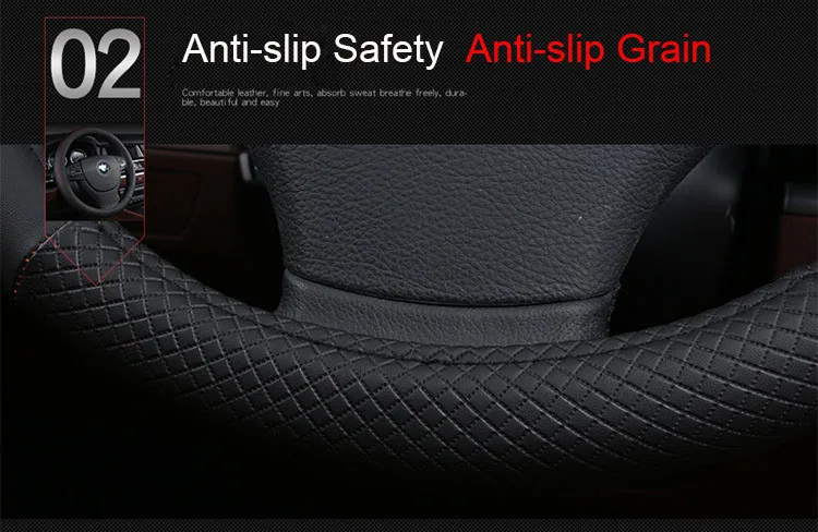 PU Leather Universal Car Steering-wheel Cover 38CM Car-styling Sport Auto Steering Wheel Covers Anti-Slip Automotive Accessories 27 16