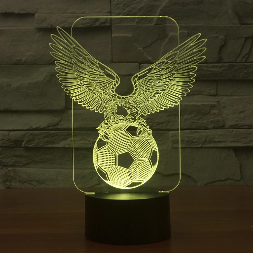 3D светодиодный ночник с сенсорным датчиком, в форме футбольного орла, 3D ночник для лучшего подарка, 7 изменяющее цвет освещение, лампа, светильник Avize
