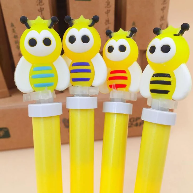 

3 Pcs/set Kawaii Animal Insect Yellow Bee Light Silicone Press Gel Pens Bulb Neutral Pen For Writing Gift Stationery Supplies