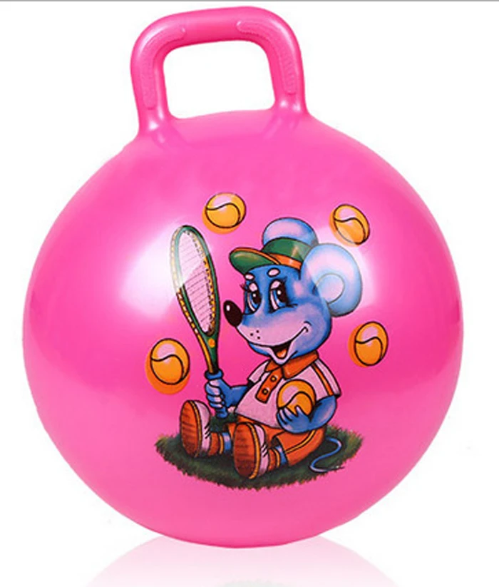 Прыгающий мяч, надувные игрушки для детей, Детский мяч, прыгающий мяч, ручка мяча, игрушка, случайный узор и цвет