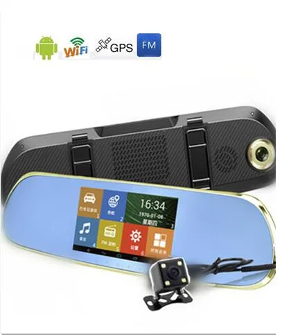 5 дюймов Android зеркалом заднего вида gps навигация Wi Fi FM Двойной объектив