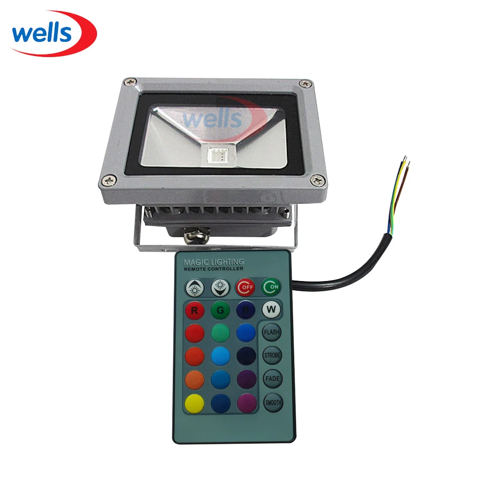 

10W RGB white/warm white Waterproof LED Outdoor Flood Light Multicolor + 24key IR Remote 85-265V