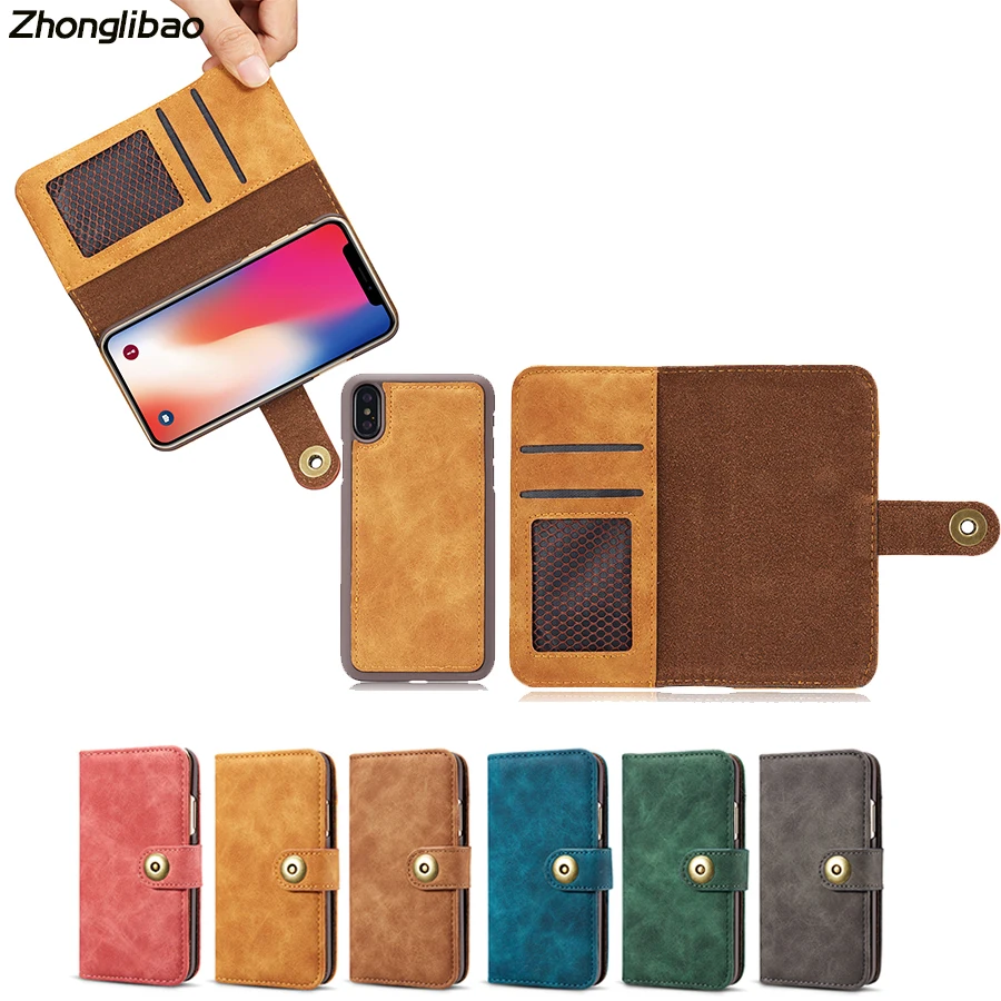 

Retro Two-in-one Separable Leather Back Case for Iphone Xs Max Xr 7 8 6 6s Plus 5G Se Couro Etui Magnetic Card Flip Wallet Cover