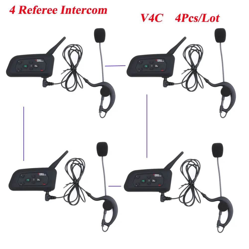 4 шт./лот Vnetphone V4C футбольный рефери полный Deplux Bluetooth футбольный матч Интерком Гарнитуры рефери рация переговорные