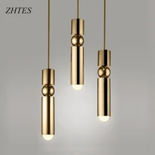 Nordic small chandelier creative modern minimalist style restaurant bedroom brass single head hanging lamp bamboo lamp chandelier modern scandinavian style small fresh