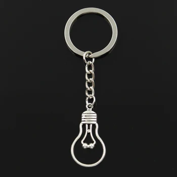 

Fashion 30mm Key Ring Metal Key Chain Keychain Jewelry Antique Bronze Silver Color Plated Light Bulb 19x35mm Pendant
