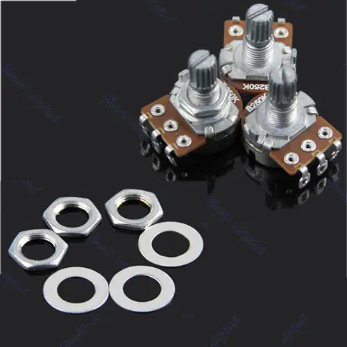 

3 Pcs B 250 k Guitar Split Shaft Potentiometer Pots Audio Tone Control Switch
