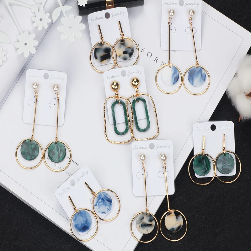 

Sale Crystal Linear Long Charm Round Dangle Earrings Irregular Women's Fashion Party Jewelry Gift