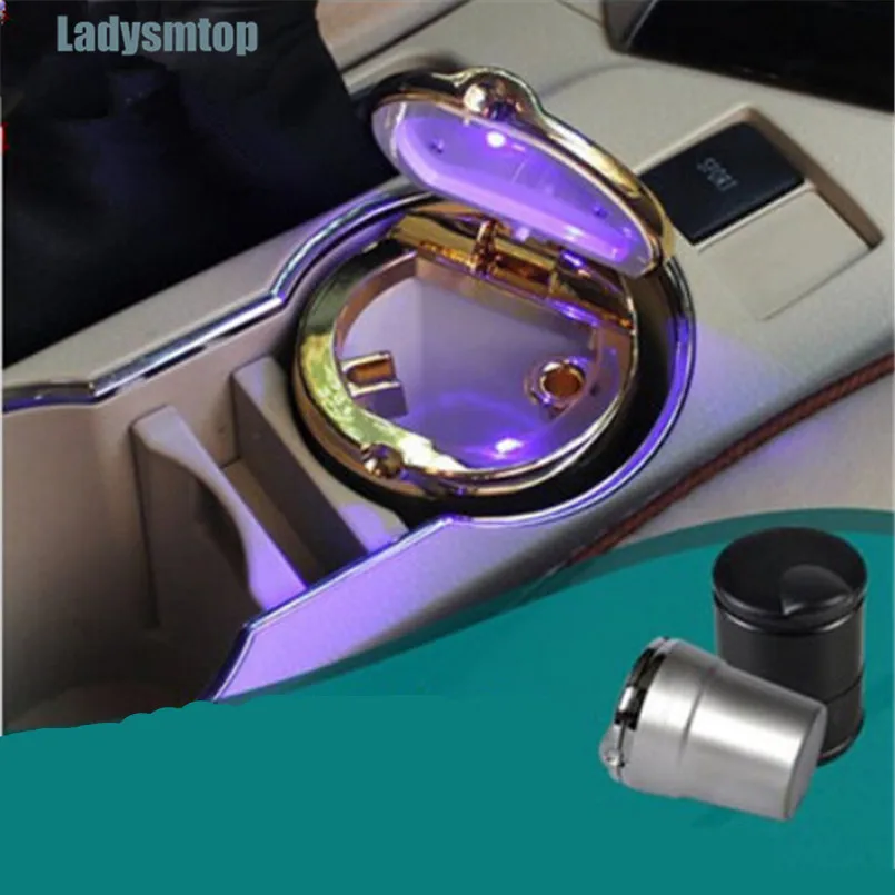 Ladysmtop Car Ashtray with LED Blue Light Case For Jeep Compass Grand