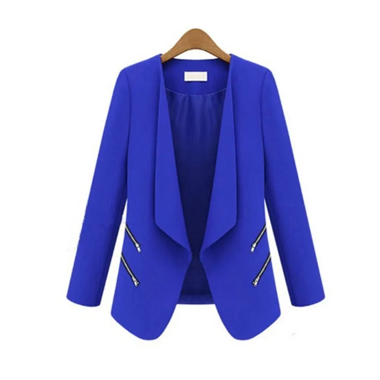 Женский блейзер на молнии длинный с длинным рукавом|Пиджаки| |