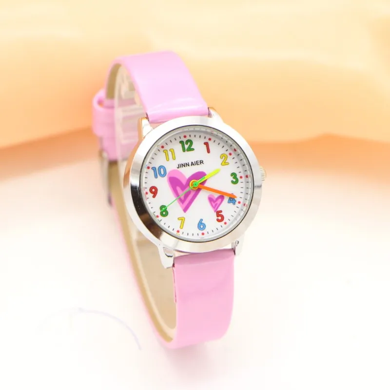 pink Новые модные креативные часы с сердцем для детей, студентов, детей, девочек, повседневные Кварцевые женские наручные часы Relojes Montres kol saati - Цвет: pink
