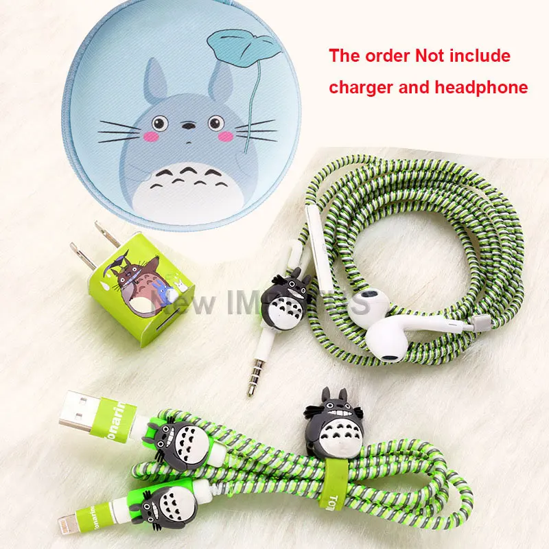 Большой круглый наушник сумка USB наушники протектор Набор с наклейки для зарядного устройства спиральный кабель протектор для iphone 5 6 7 8 кабель Winder - Цвет: style 1 for iphone