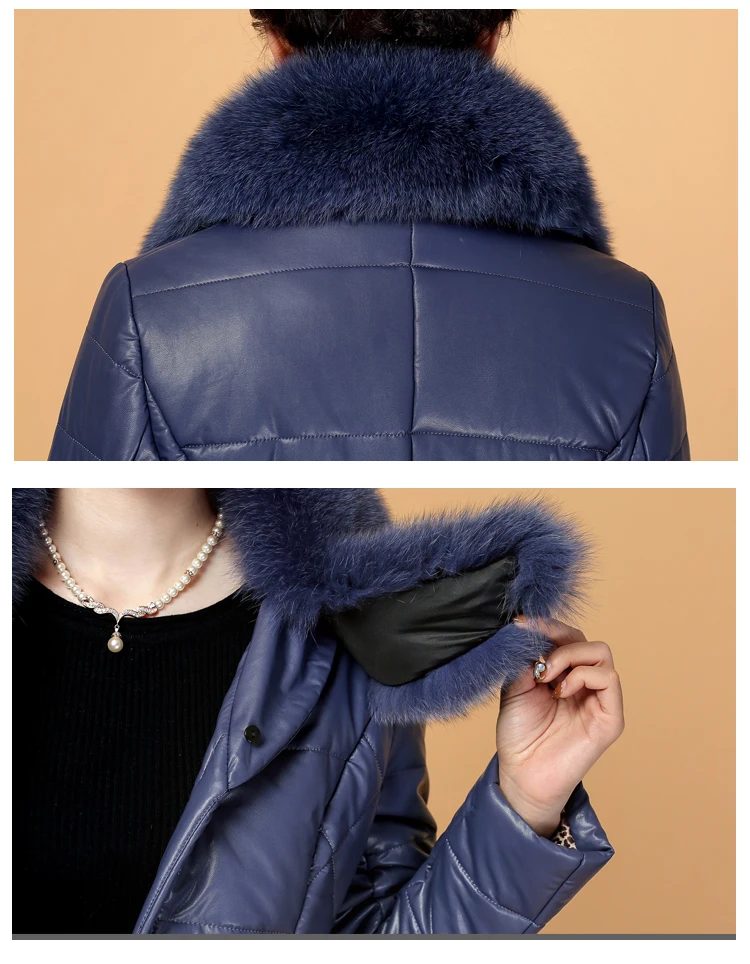 Women Elegant Winter Leather Jacket Long Thick Coat Fur Collar Jackets 2018 Fashion New Women Winter Warm Coat CH746 (27)