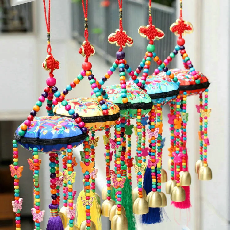 Handmade Cloth Embroidered Butterfly Pendant National Wind Knit Wind