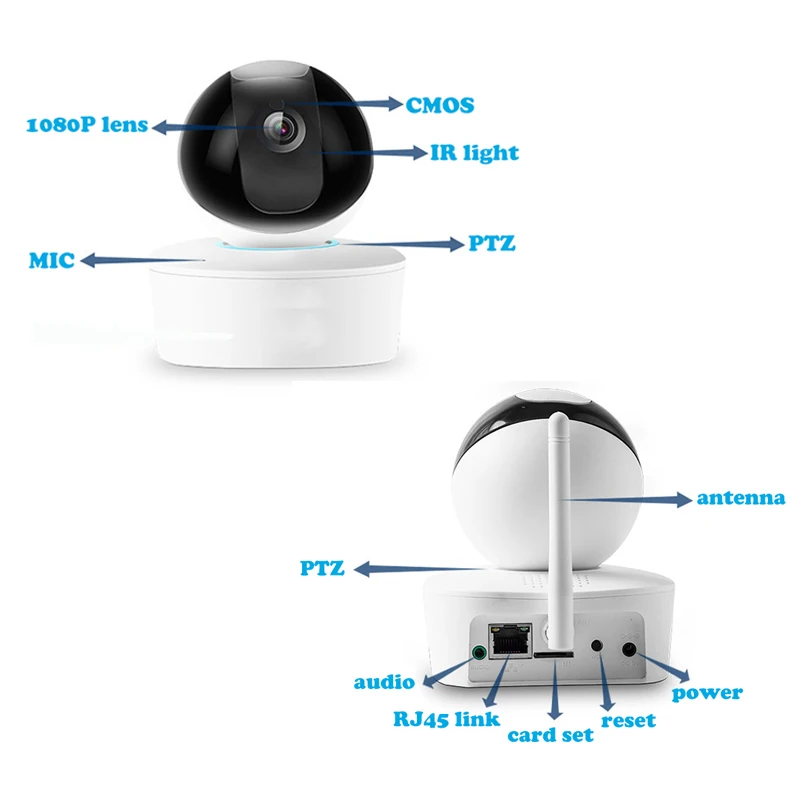 1080 P Беспроводной ip видеонаблюдения Wi Fi Камера Мини безопасности дома PTZ Onvif