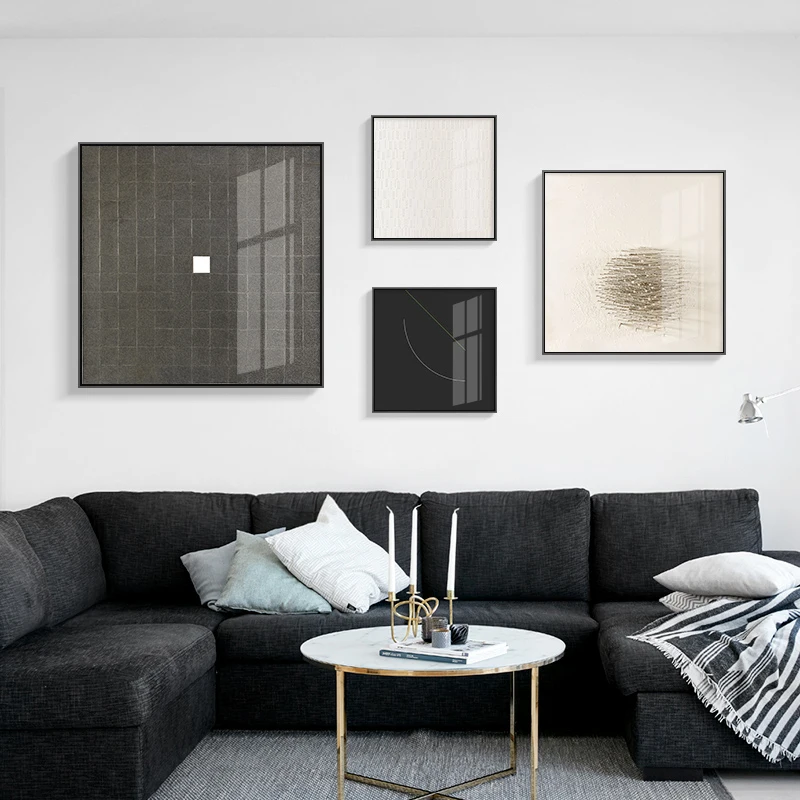 Simple Canvas Wall Art Abstract Black White | Black White Canvas Art Living Room - Painting ...