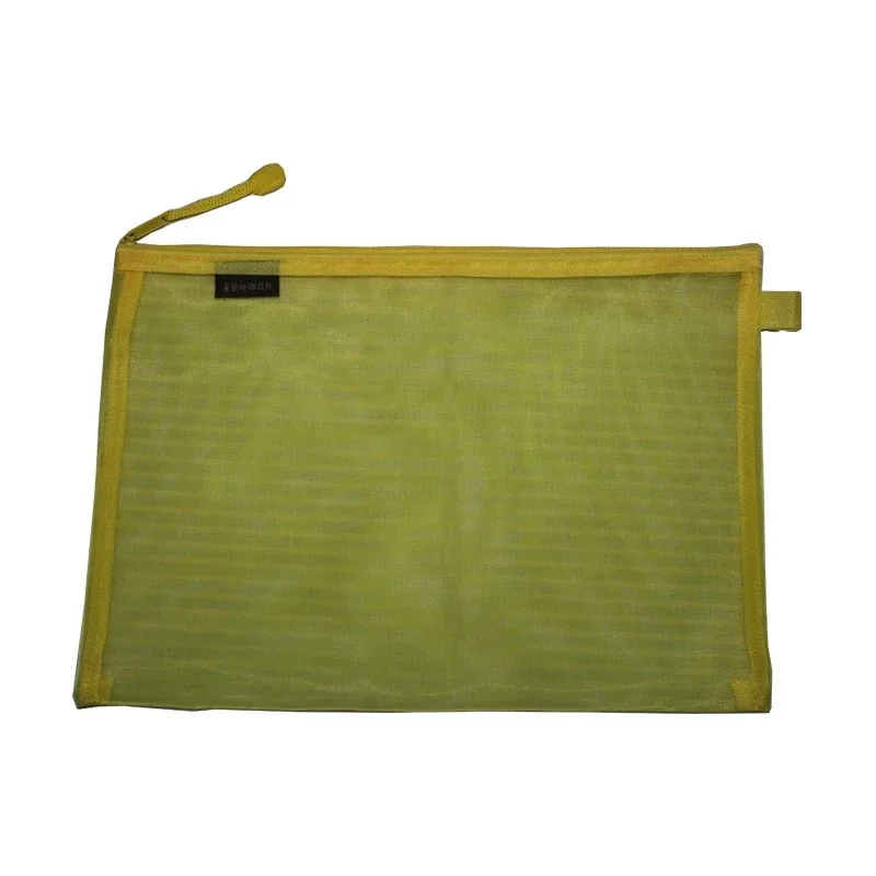 Zip Up Nylon Mesh A5 Paper Document File Pen Bag Holder Organizer Yellowin File Folder from