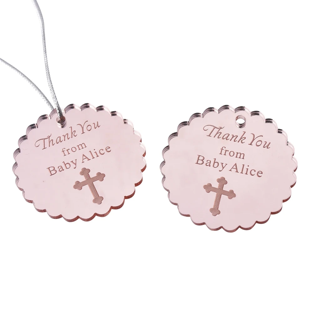 50Pcs Personalized Engraved Round Mirror Tags Wedding Rose Gold Baptism Tag Baby Shower Gift Favor Sculpture Party Gifts Decor - Цвет: Style4