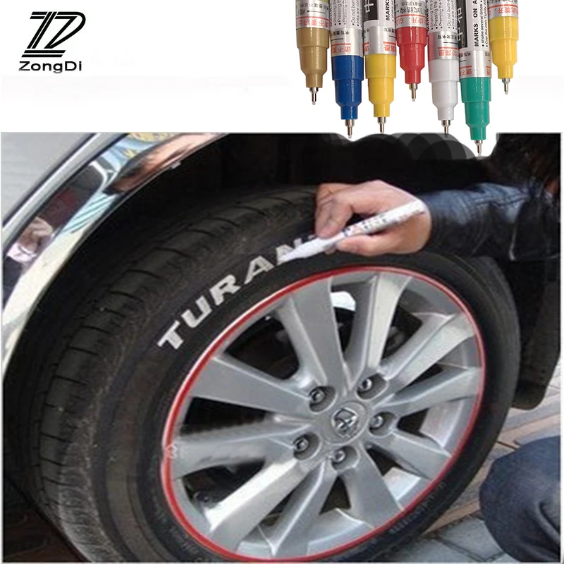 Beste ZD Autoband Loopvlak Permanente Verf Markers Depict Decal Pen Voor Ford Focus 2 3 1 Fiesta Mondeo Ranger Kuga Seat Leon Ibiza Lexus