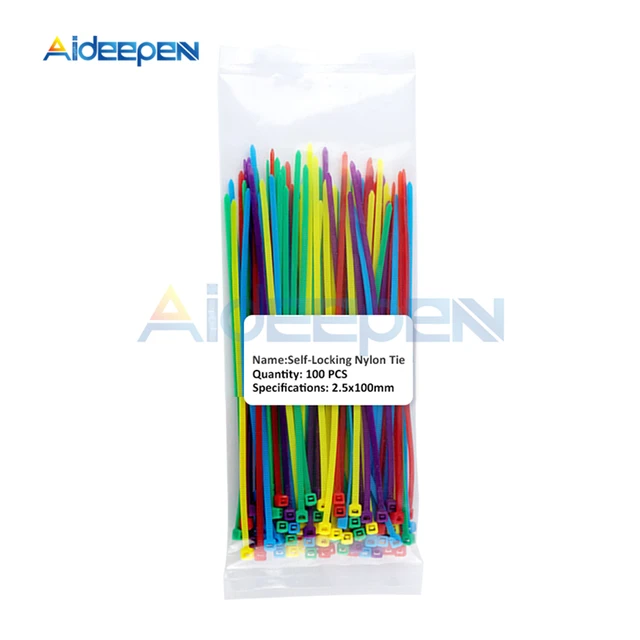 100Pcs/lot 2.5*100mm 12 Color Plastic Non-slip Wire Zip Ties Set 100mm Self-locking Nylon Durable Cable Ties 3