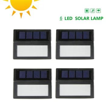 

4pcs 6 LED Solar Power Light Motion Sensor Wall Light Outdoor Waterproof Garden Lamp Stairs Corridor Emergency Solar Sconces