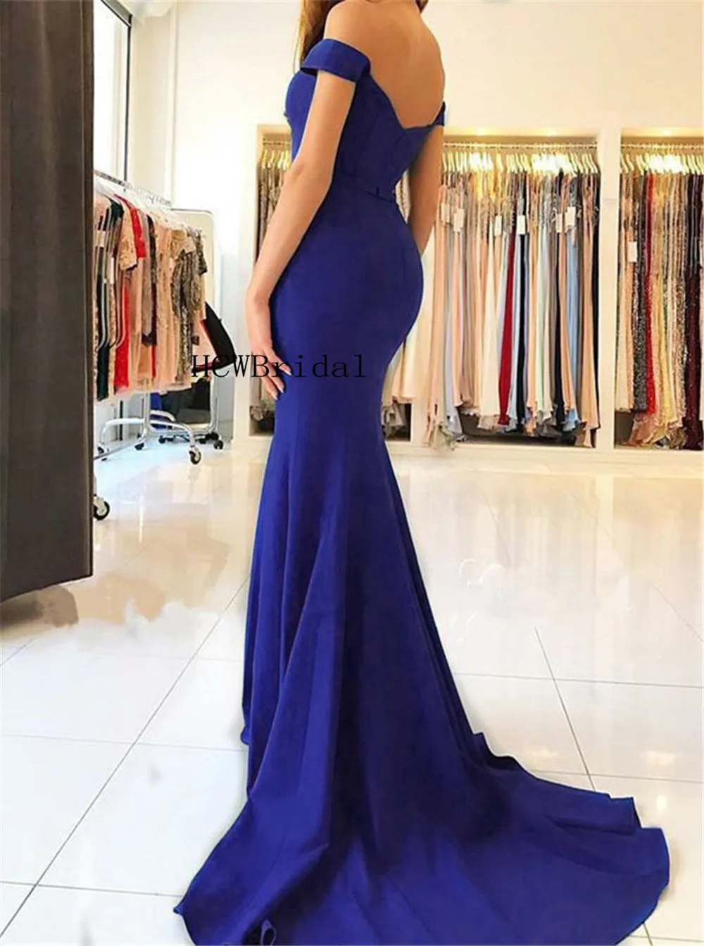 New Dust Blush Mermaid Dress Evening Off The Shoulder Boat Neck Elastic Long Prom Gown Custom Made Wedding Party Dresses