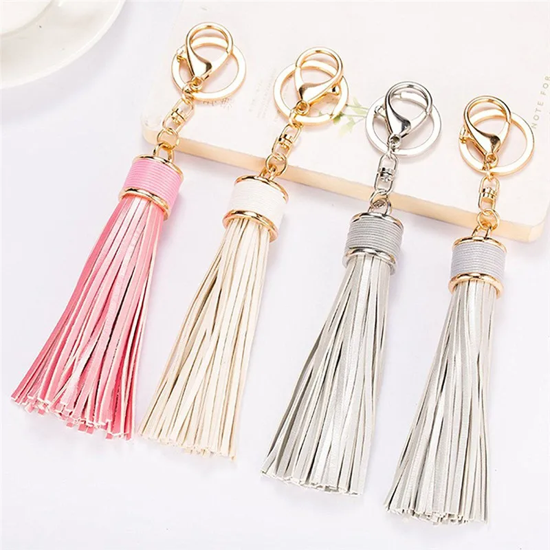 Tassel Leather Women Keychain Pendant Pu Metal Phone Bag Handbag Purse