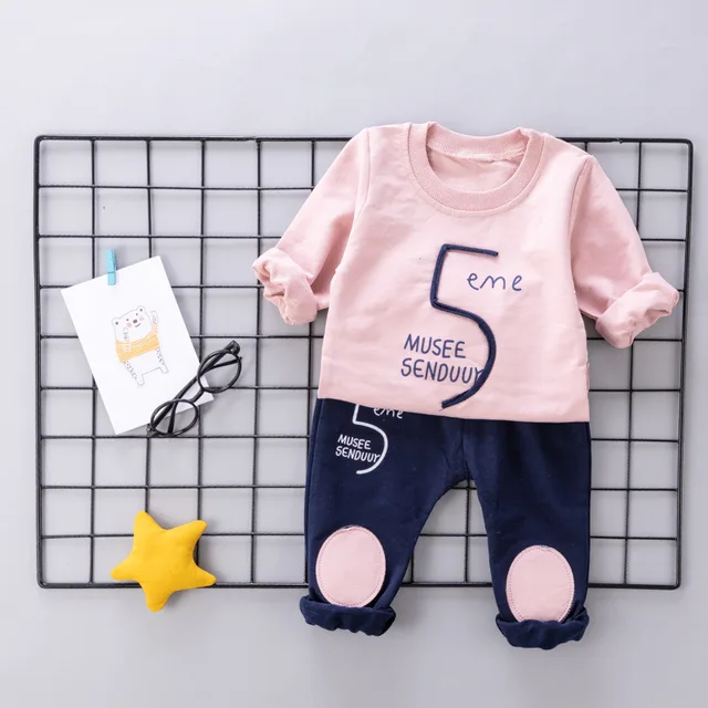 2018 Children Casual Clothes Set Baby Fake 2Pcs T shirt + Patchwork ...