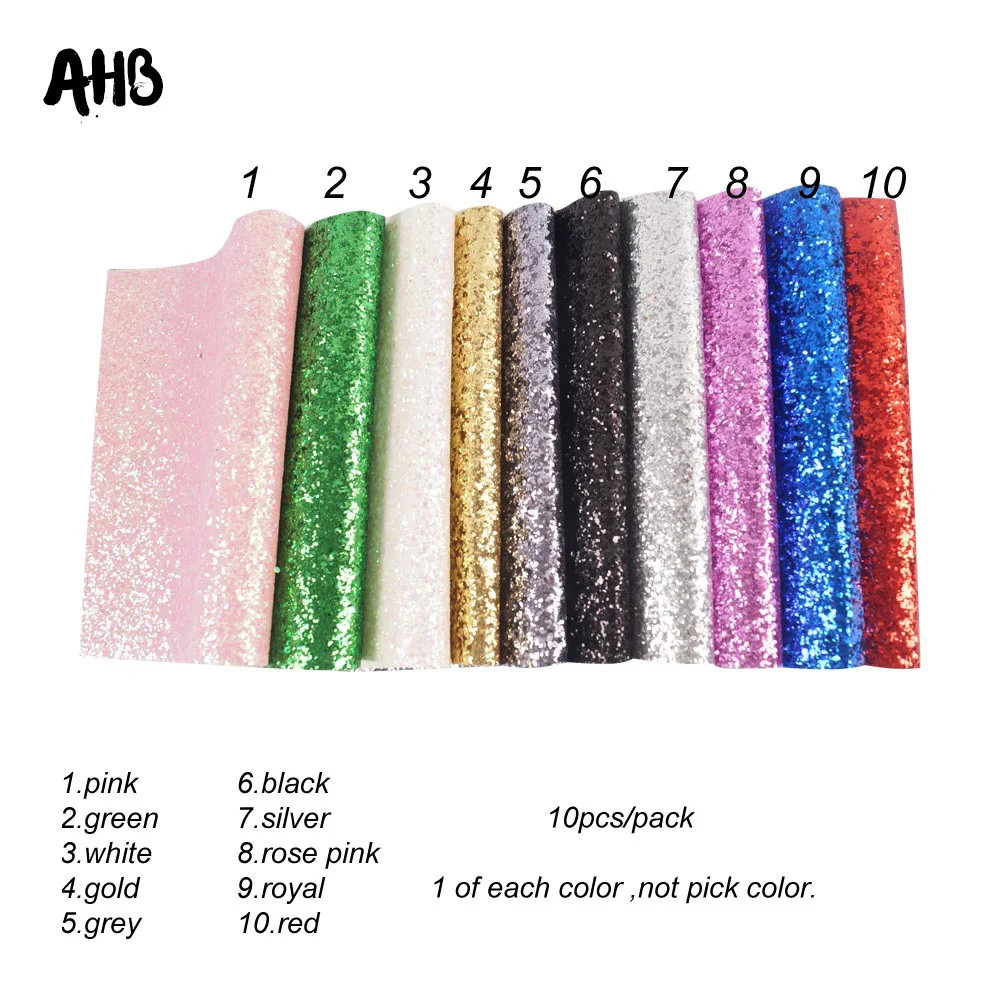 

AHB 10pcs/set Glitter Fabric Shiny Sequins Chunky Patchwork For DIY Bag Shoes Making Bow Material Handmade Leatherette Fabric