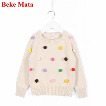 

BEKE MATA Kids Sweaters For Girls Winter 2017 LOVELY Cotton Baby Sweaters Knit Long Sleeve O-neck Boy Pullover Children Clothes