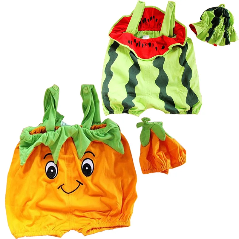 

Baby Newborn Baby Photography Props Infant Costume Cute Fruit Watermelon Pumpkin Jumpsuit+Hat 2pcs Cotton Infant Baby's Sets