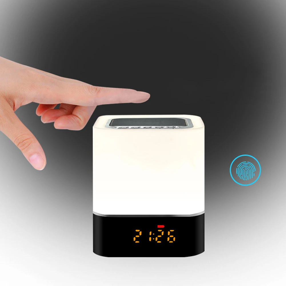 Colorful LED Light Touch Switch Bluetooth Speaker Clock Bluetooth Speaker Gift hot