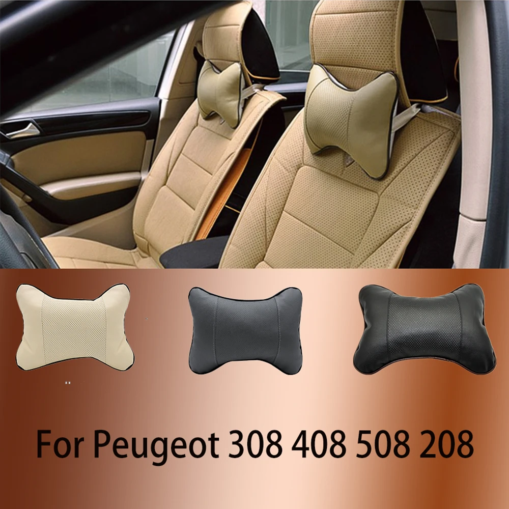 

2 PCS artificial leather car pillow for Peugeot 308 408 508 208 hole-digging design protection your neck