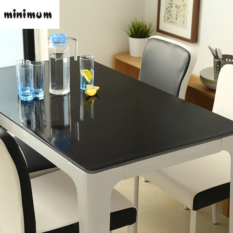 1mm waterproof oil proof plastic PVC tablecloth soft glass tablecloth fashion pvc table linens black non-slip table mat cover