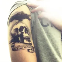 VEAMOR 2 шт временная татуировка тату наклейка с черепом для мужчин водонепроницаемая поддельная Татуировка рукав переводная татуировка искусство