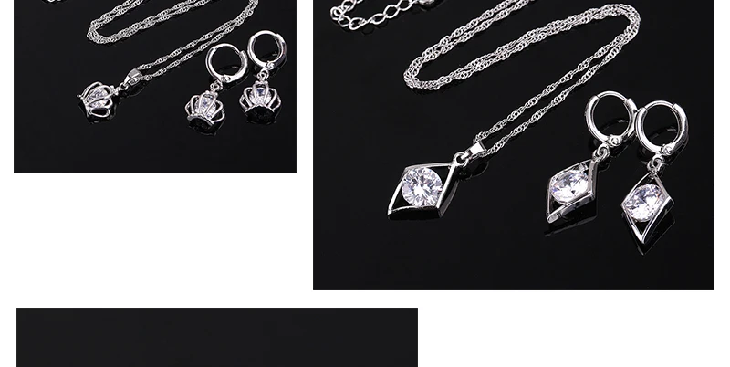 BTSETS Wedding Jewelry Sets Women Silver Color Cubic Zircon African Beads Jewelry Set Geometric Ethiopian Turkish Jewelry Set  (5)