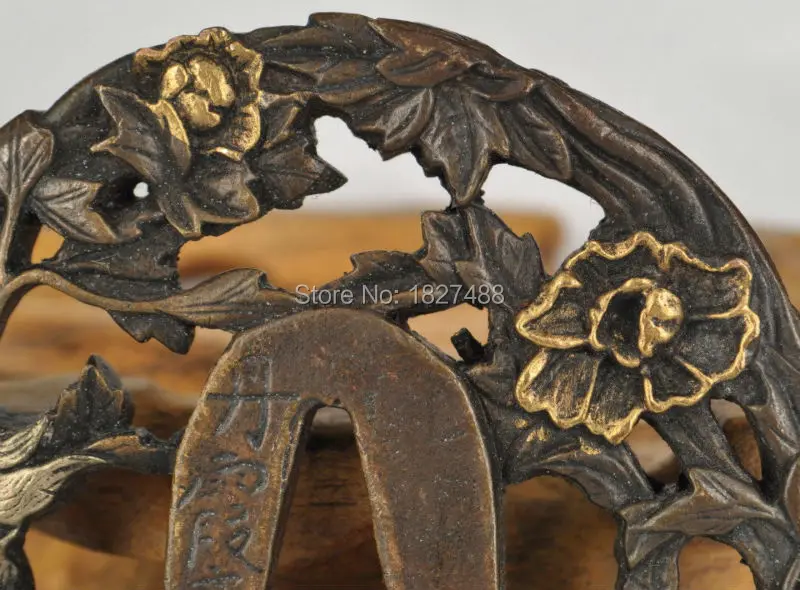 Латунная позолота японская катана Tsuba WAKIZASHI аксессуары для мечей-собак дизайн