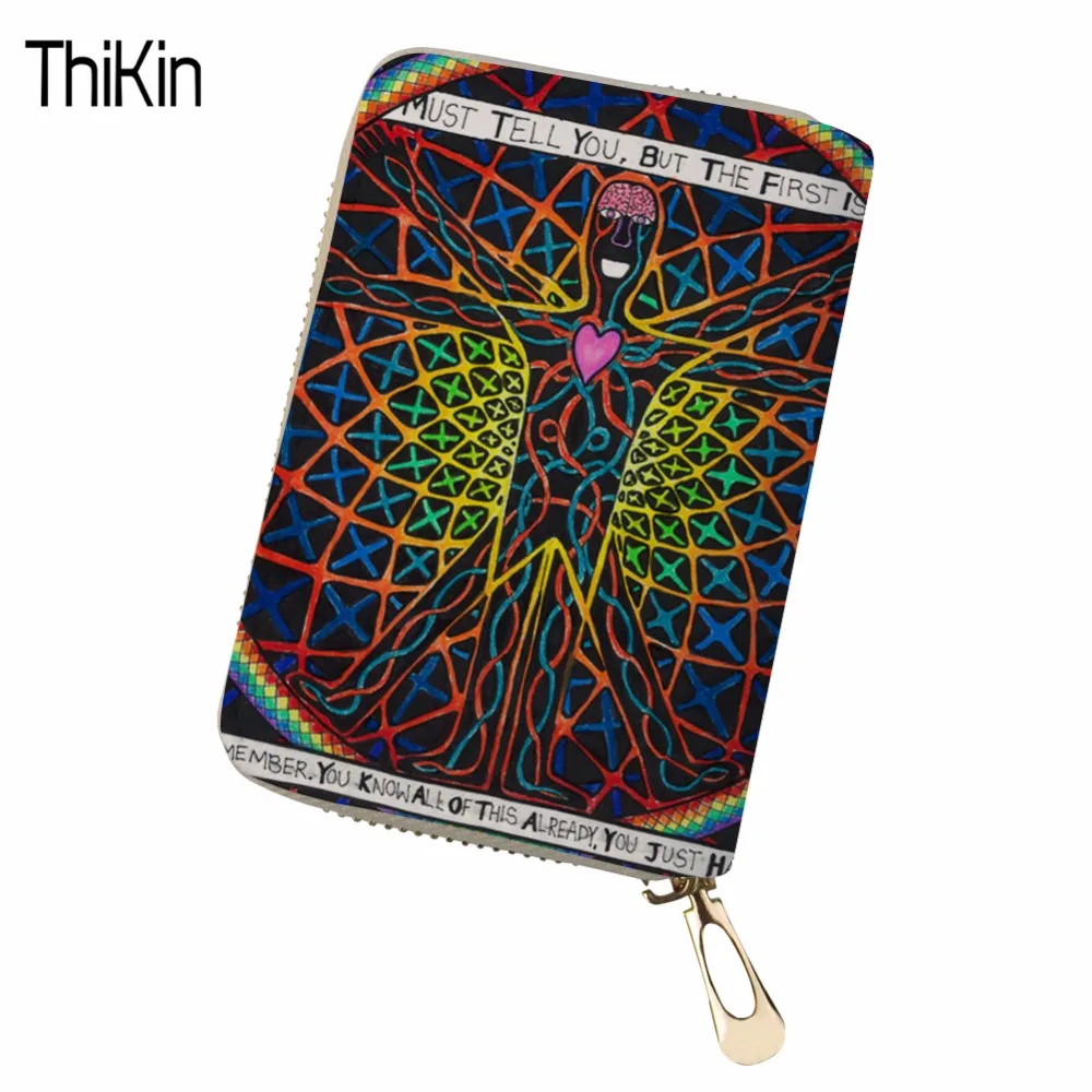 

THIKIN Credit Card Holder for Men Women Geometric Irregular Hippie Mandala Pattern Passport Cover Female Business Card Wallet