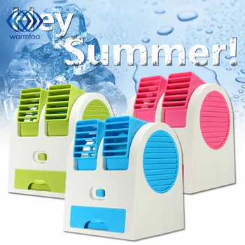

1Pcs Portable Mini ABS Fan Bladeless Air Conditioner USB Fan Cooling Desktop PC Dual Green Hot Pink Blue Color