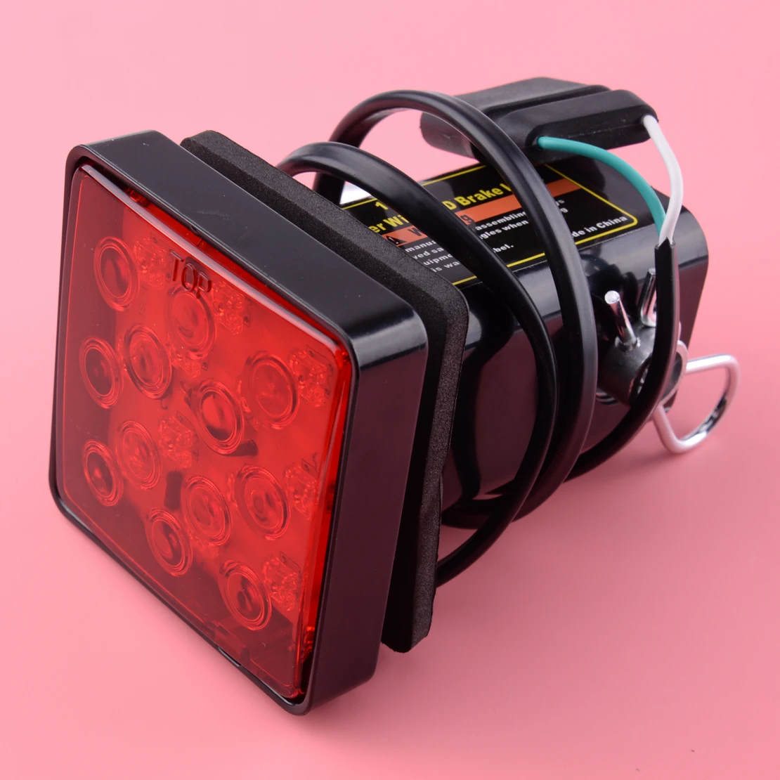 DWCX Universal 2'' 12 LED Hitch Receiver Cover Brake Light Lamp Red