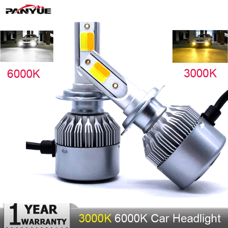 

Muxall Super bright Auto H7 H4 LED Bulbs H1 H3 H8 H11 HB3 HB4 LED Headlight Kit 3000K 6000K 7600LM Dual Color Car LED Light