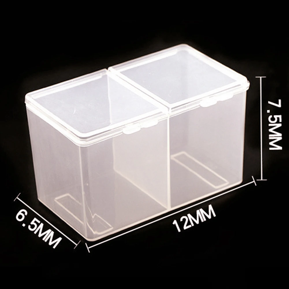 2-Compartments Clear Cotton Pad Swab Container UV Gel Polish Powder Storage Box Hot