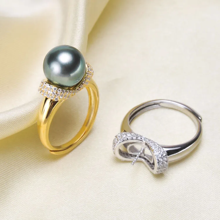 

Hot Wholesale 925 Sterling Silver Pearl Ring Finger Ring Setting Adjustable Ring Findings Jewelry Parts Fittings Accessories