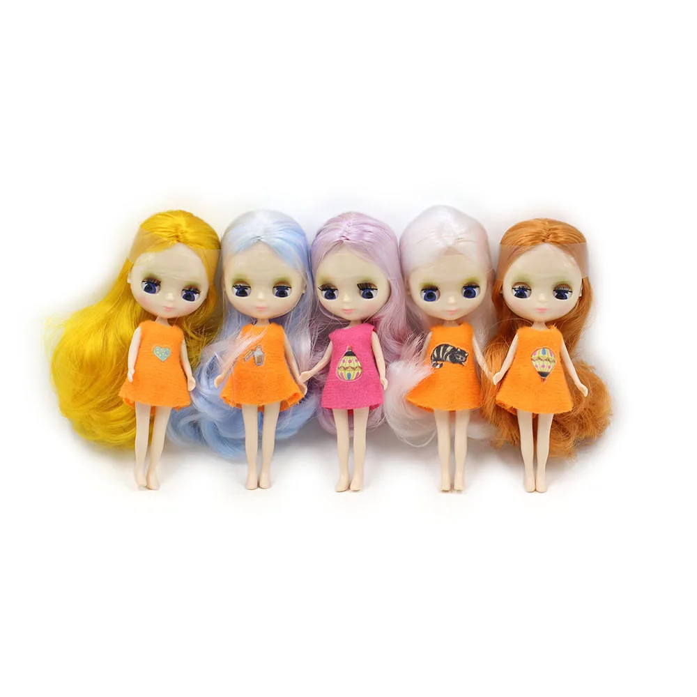 Мини кукла blyth фиолетовый, белый, серебристо-серый, желтый волосы средняя прическа Обнаженная Заводская кукла модные игрушки для девочек 11 см