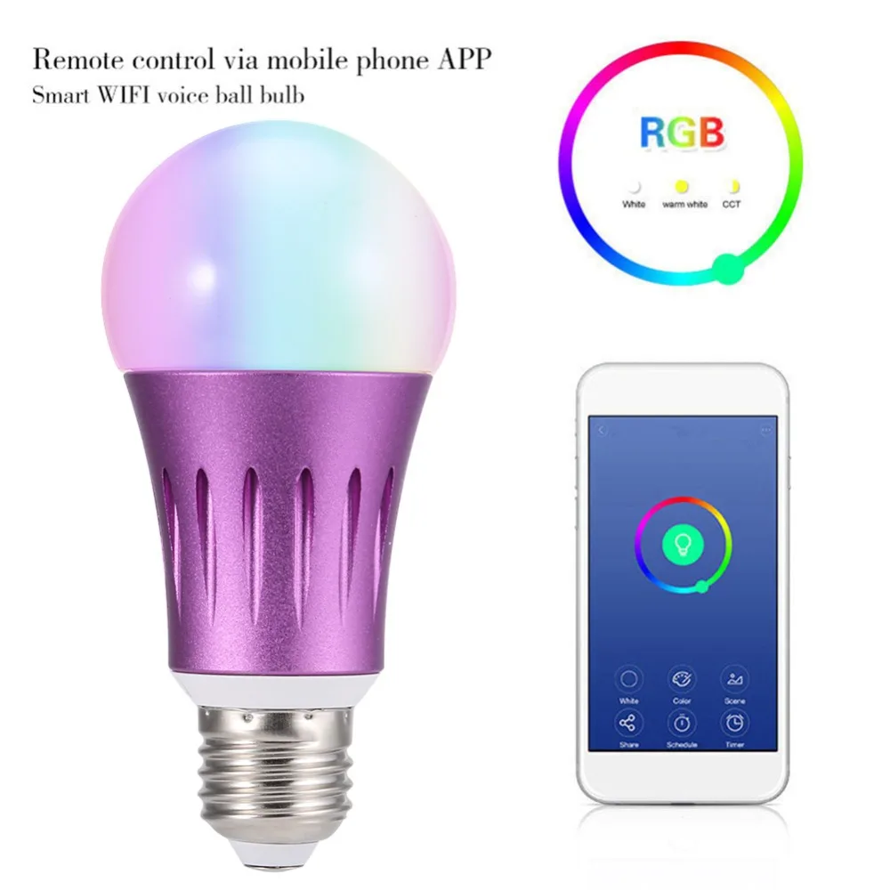 

LED WIFI Smart Bulb E27/B22/E14 7W 600LM WIFI Bulb for Desk Lamp Bedroom APP Remote Control RGBW Dimmable Smart Light Bulb