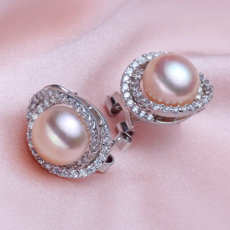 

Free shipping 12mm Natural south sea genuine pink or white perfect pearl earring