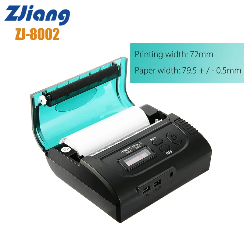

Original ZJIANG ZJ-8002 Mini Printer Portable 80mm Bluetooth Thermal POS/ESC Printer High Speed Clear Direct Line Print 2000mAh